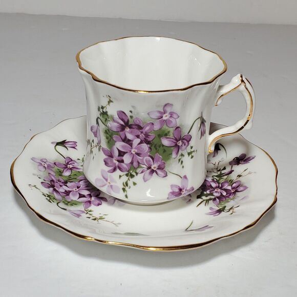 Hammersley Teacup and Saucer Victorian Violets Purple Vintage - Picture 2 of 8